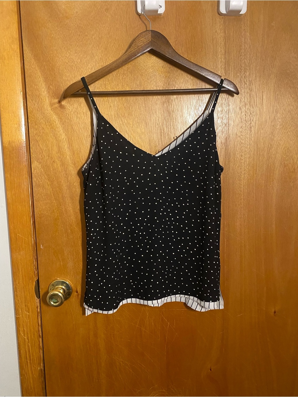 Reversible Polka Dot/ Stripe V-Neck Camisole with Contrast Trim